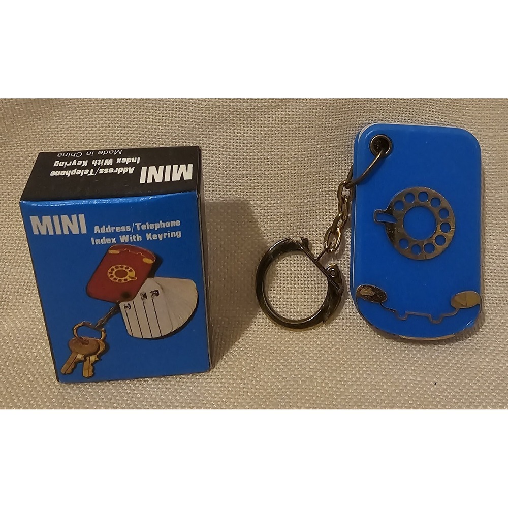 Vintage Mini Blue Keychain Address/Telephone Index With Keyring Lot Of 8